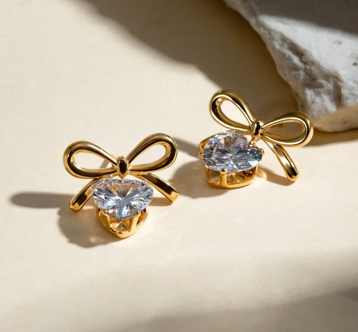 Royal Heart Bow Earrings