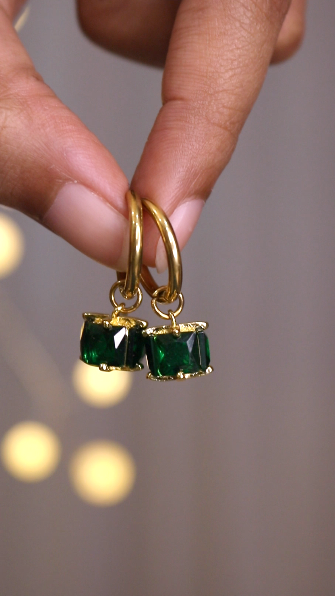 Emerald Drop Charm Earrings