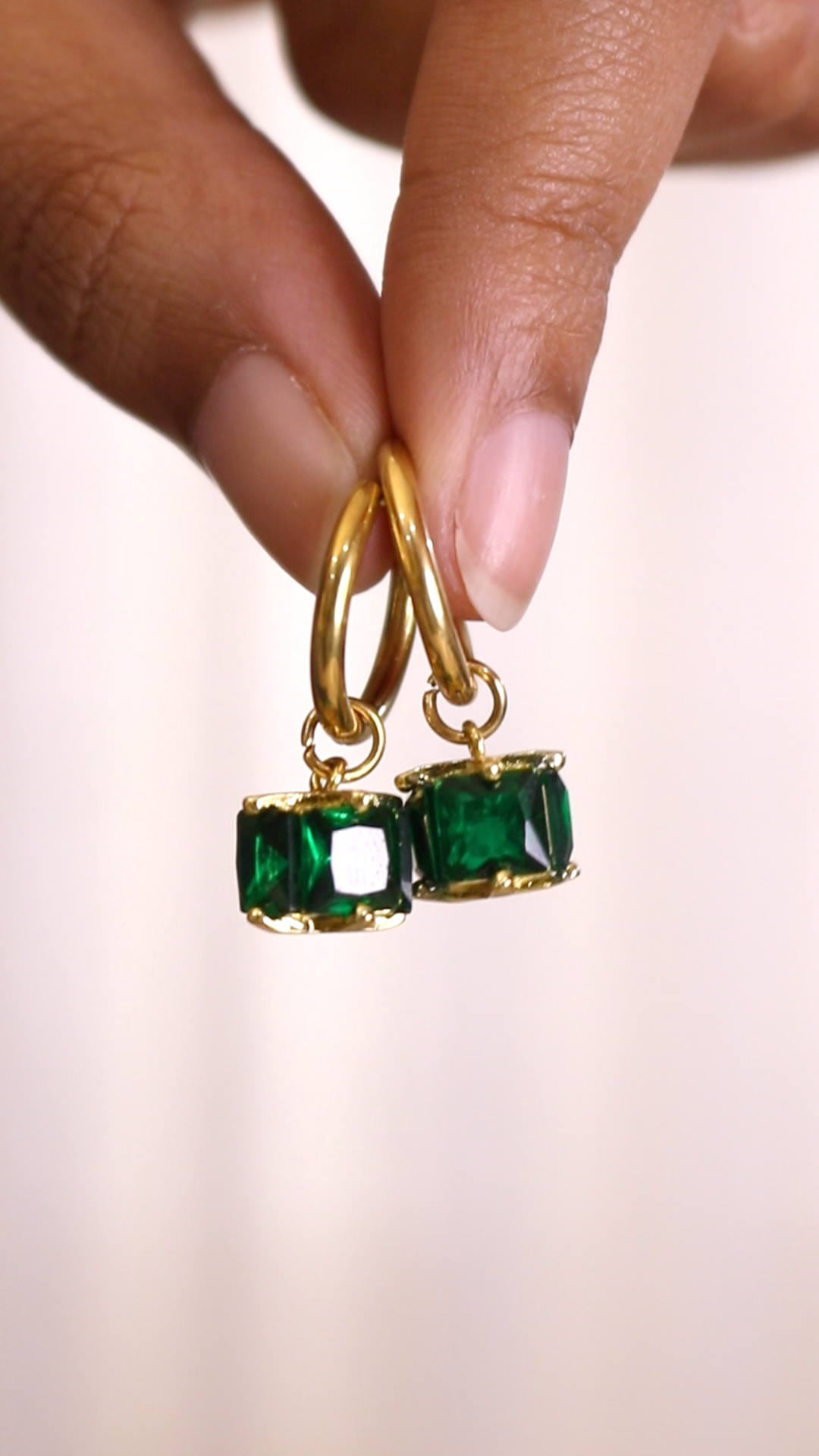 Emerald Drop Charm Earrings
