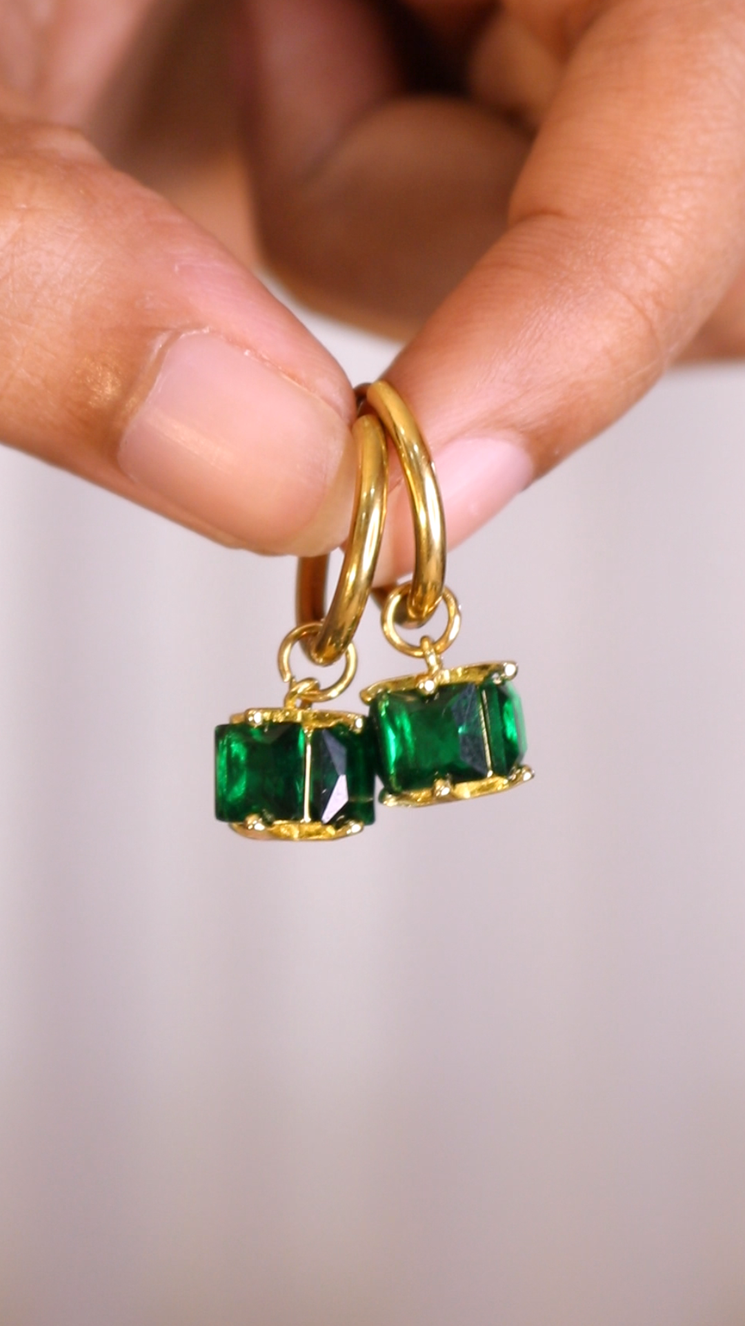Emerald Drop Charm Earrings