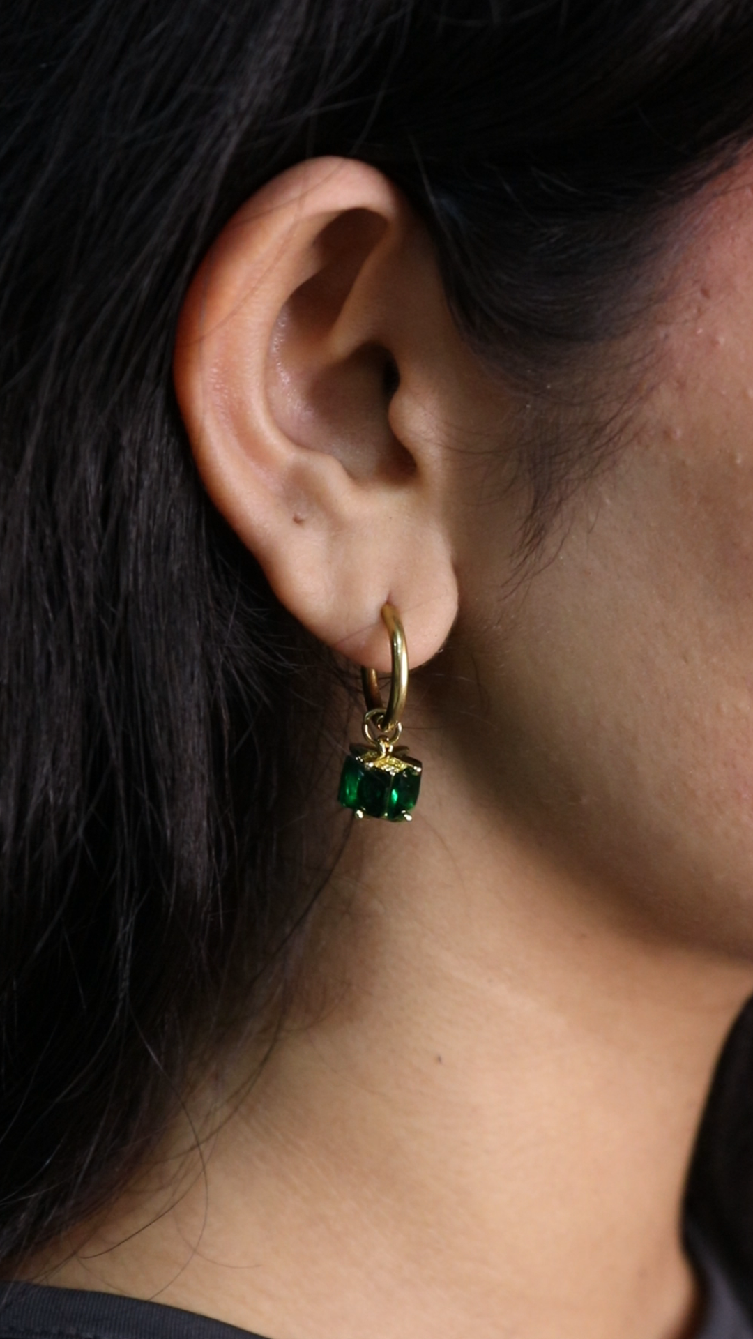 Emerald Drop Charm Earrings
