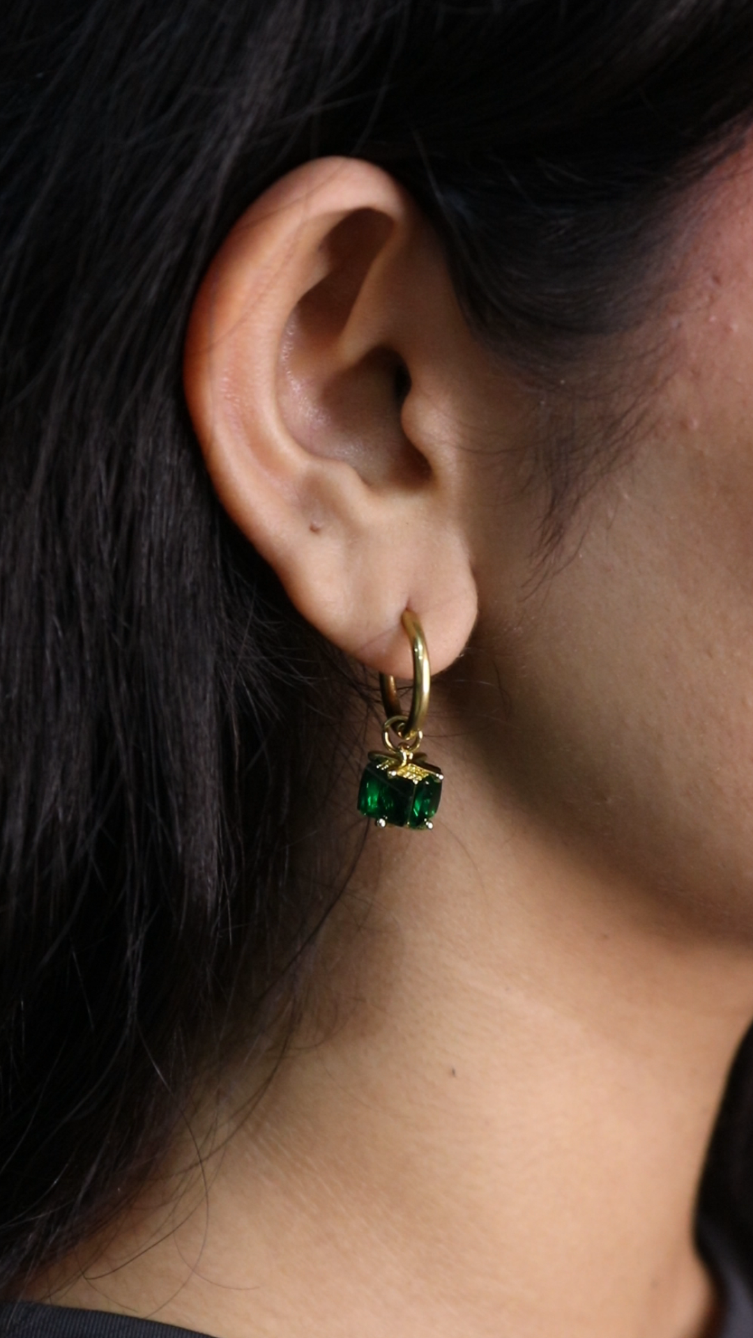Emerald Drop Charm Earrings