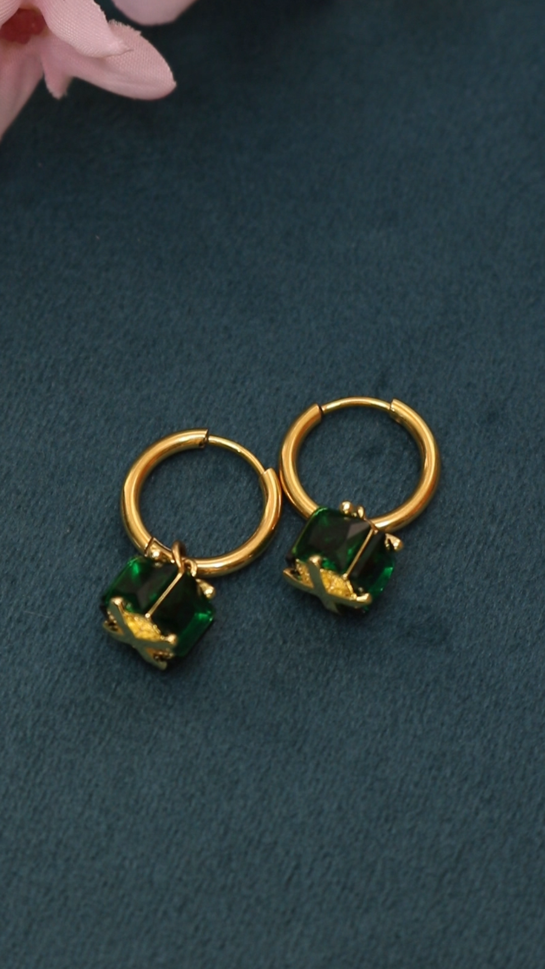Emerald Drop Charm Earrings