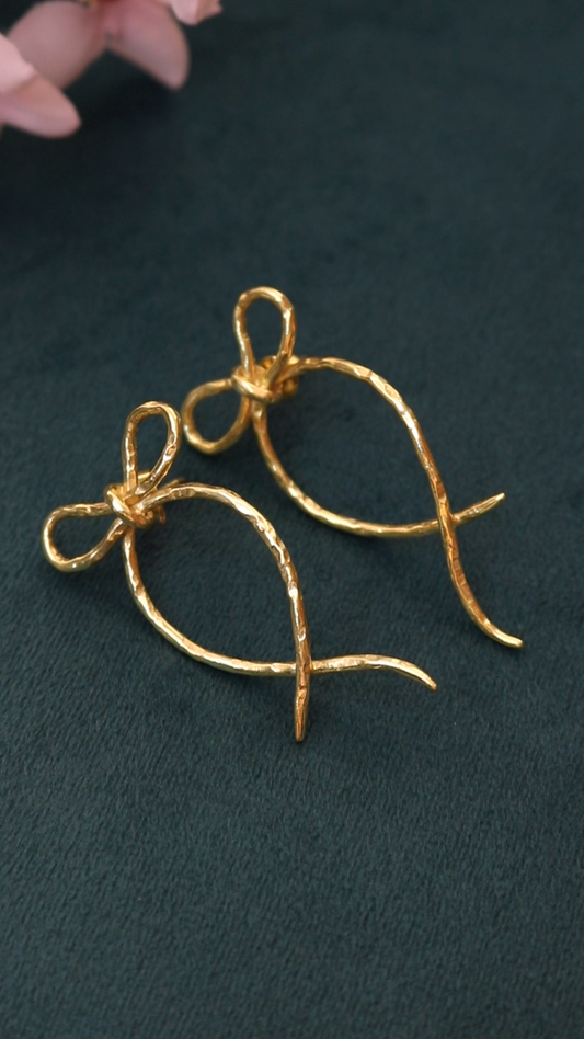Adore Heart Bow Charm Earrings