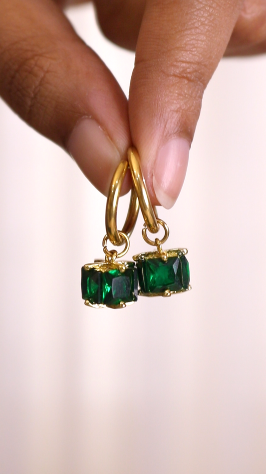 Emerald Drop Charm Earrings