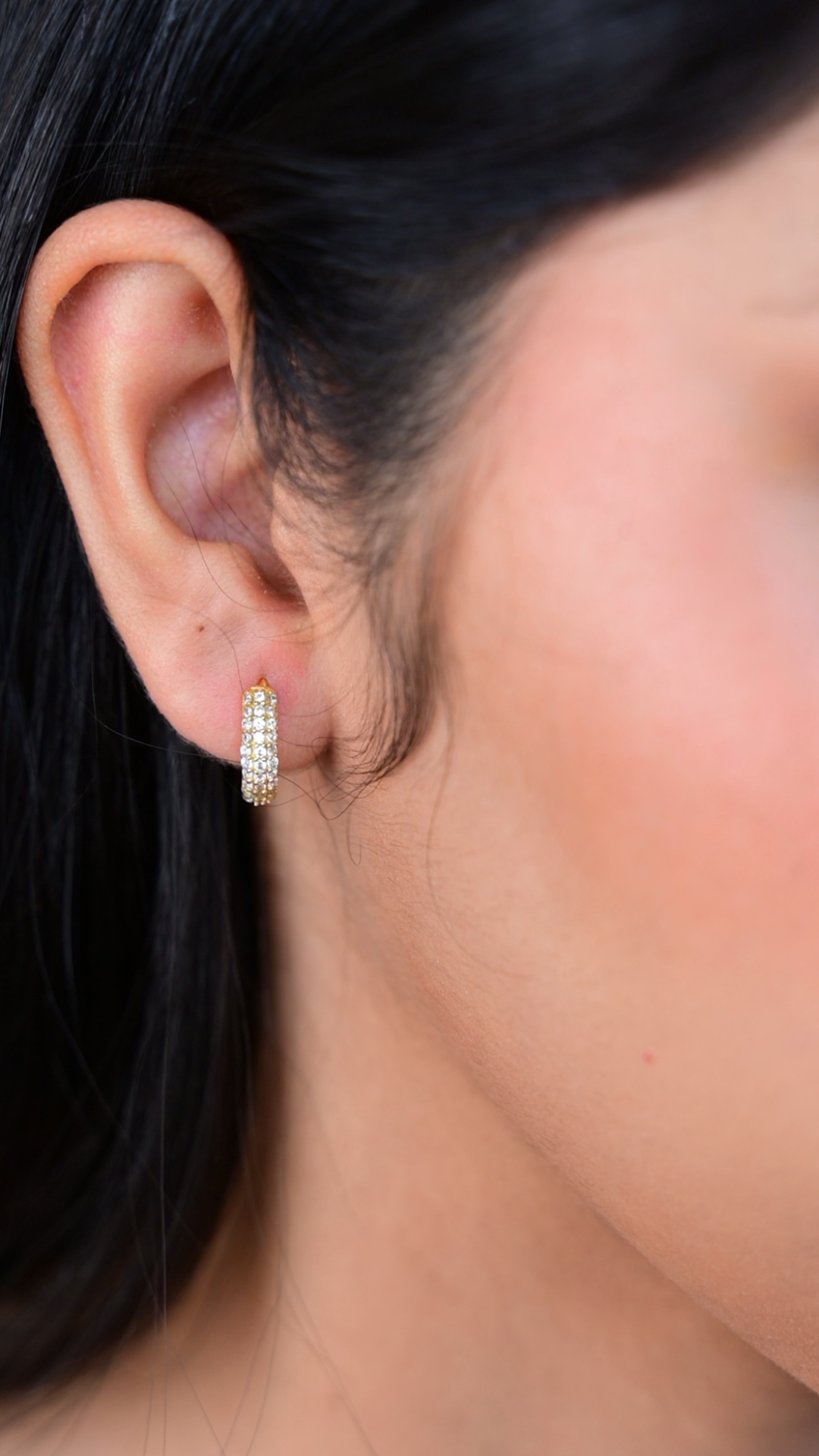 Sparkling Diamond Studded Hoops Earrings